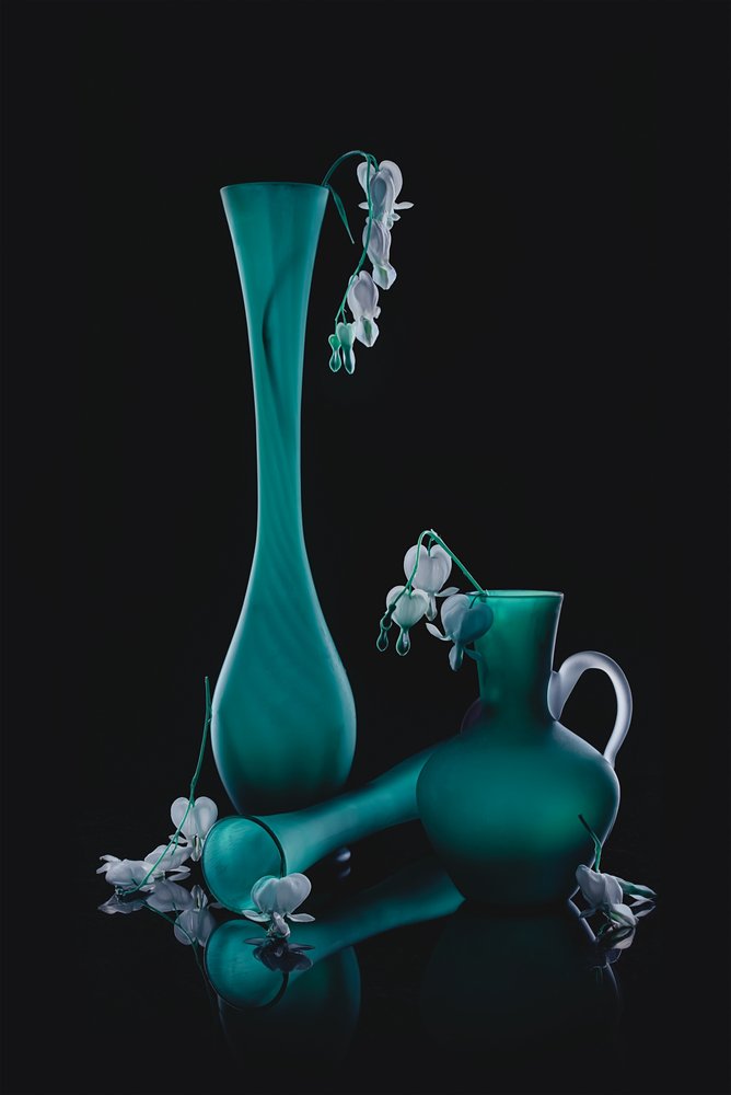 Bleeding Hearts in Teal by Lydia Jacobs
