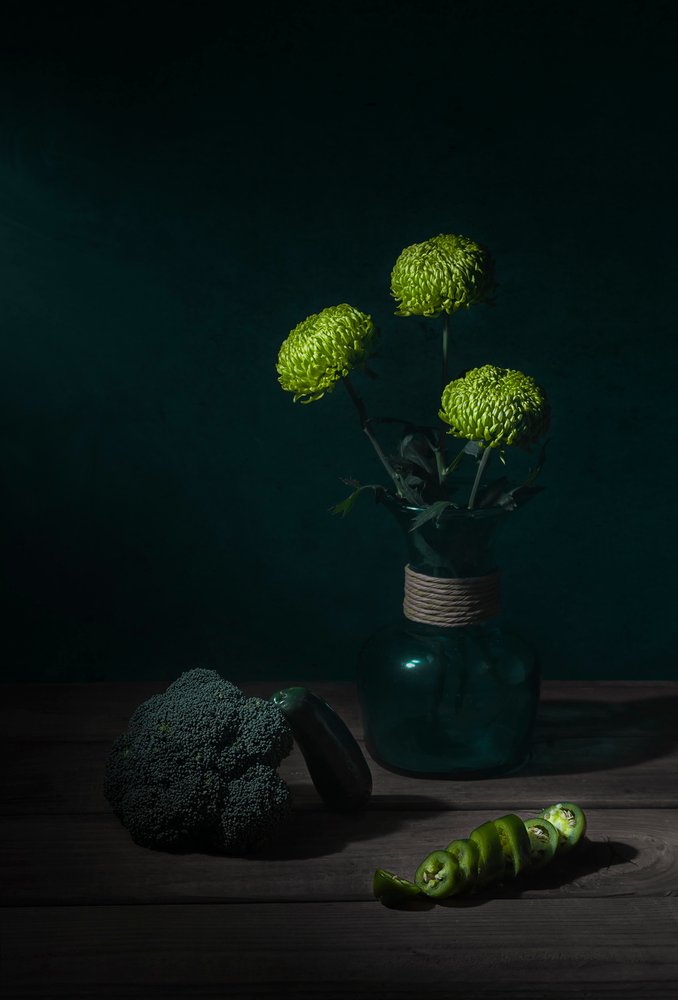 Dark Green Still Life by Lydia Jacobs