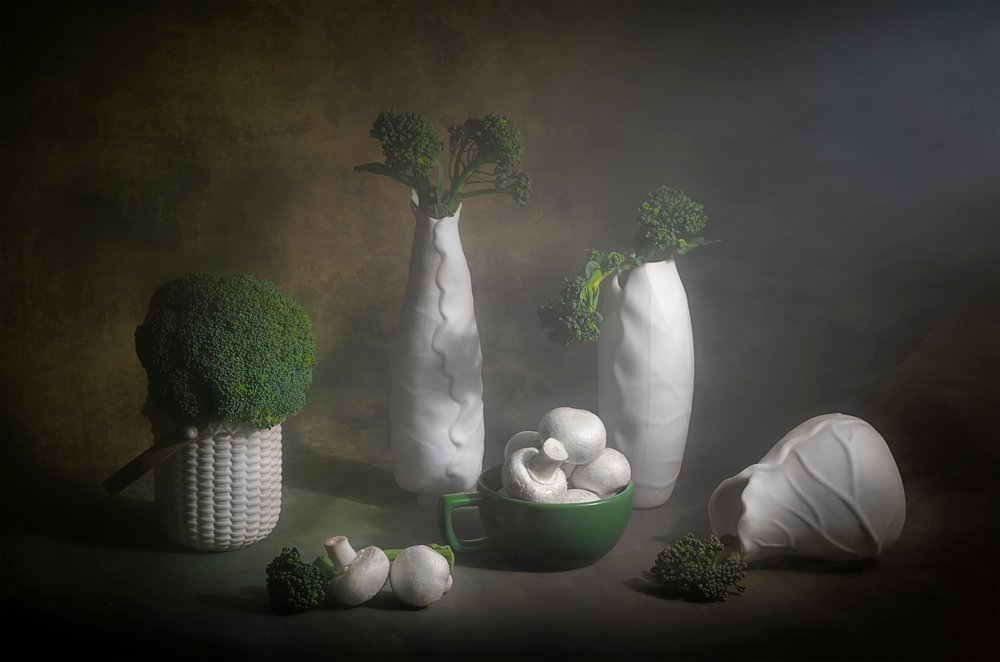 Moody Broccoli Still Life by Lydia Jacobs