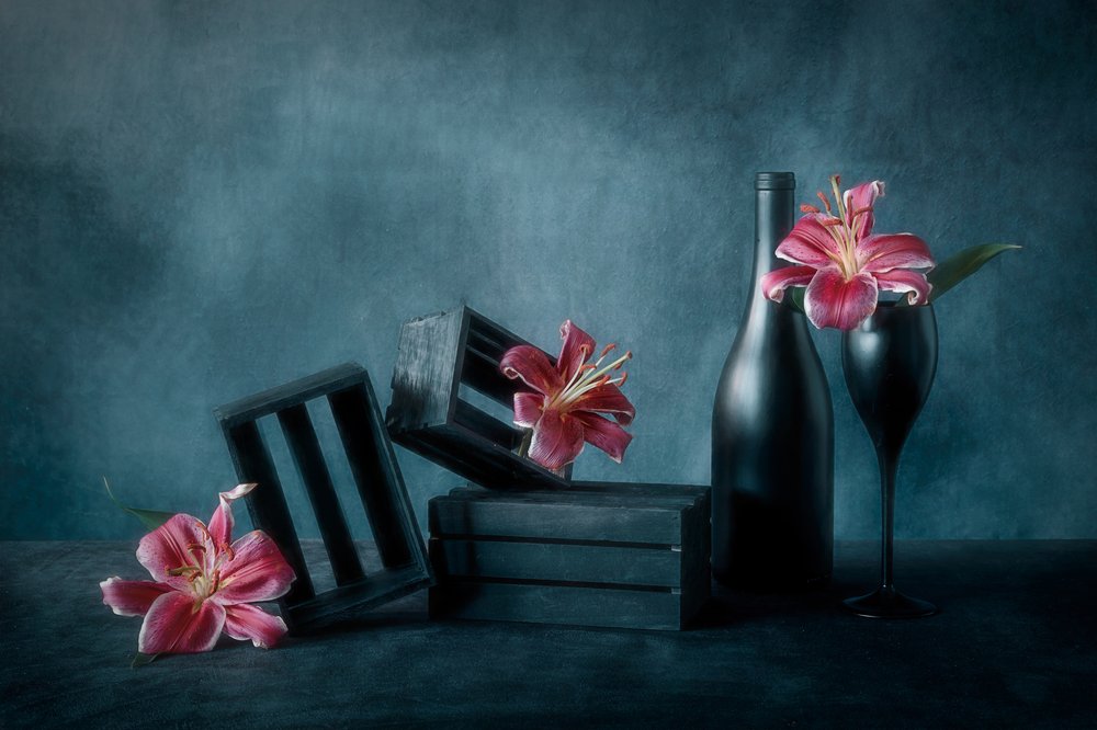 Moody Wine and Lilies by Lydia Jacobs