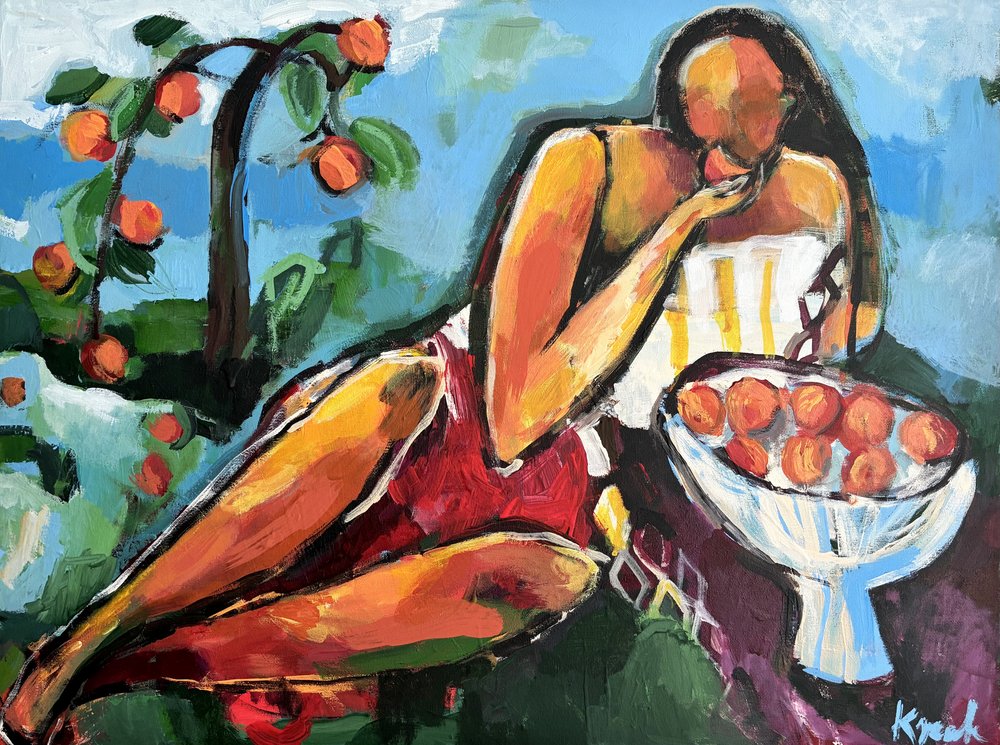 Reclining Apricot Woman by Magdalena  Krzak
