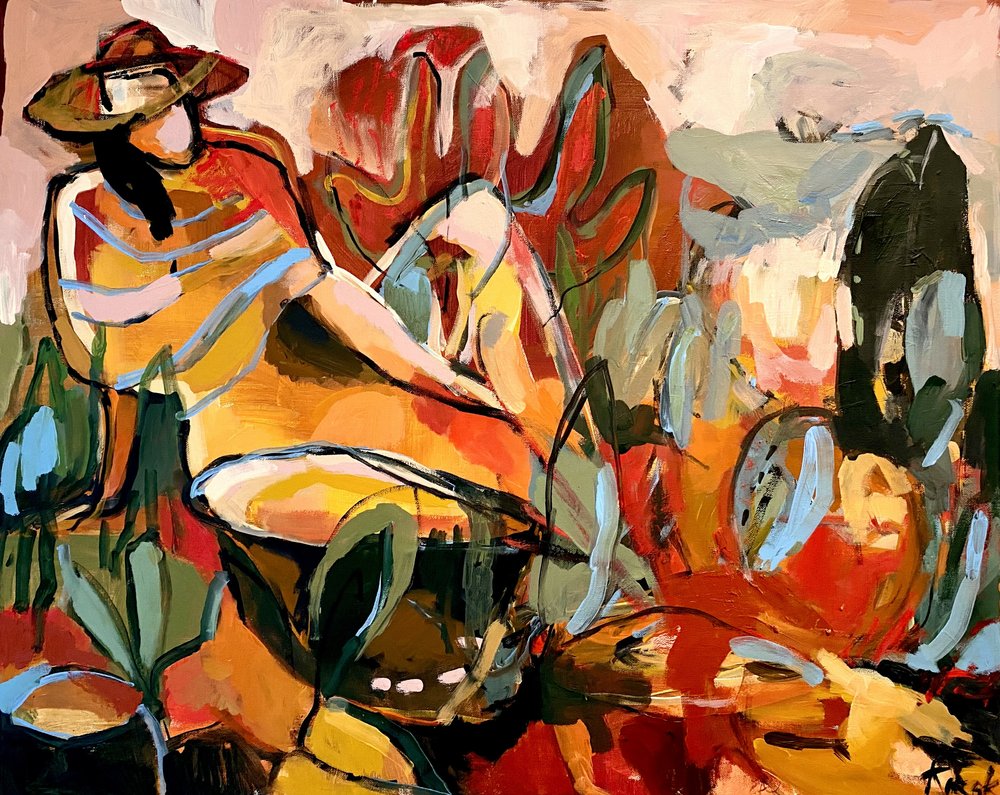 Woman Hat Garden Retreat by Magdalena  Krzak