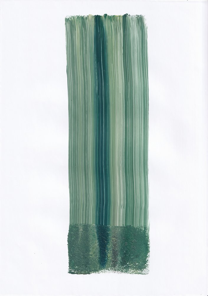 Green Brushstroke Abstraction by Maira Ribena