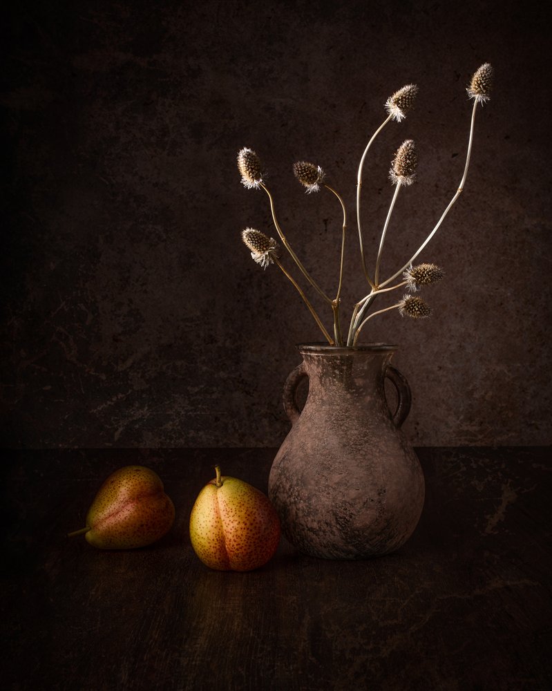 Dark Pears and Flowers by Margareth Perfoncio