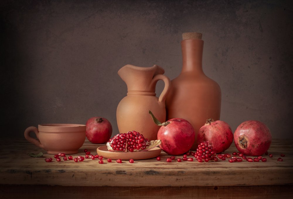 Earthy Pomegranates Still Life by Margareth Perfoncio