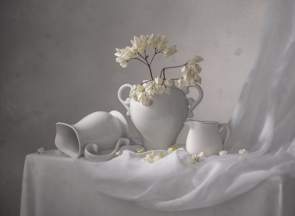 Elegant White Still Life by Margareth Perfoncio