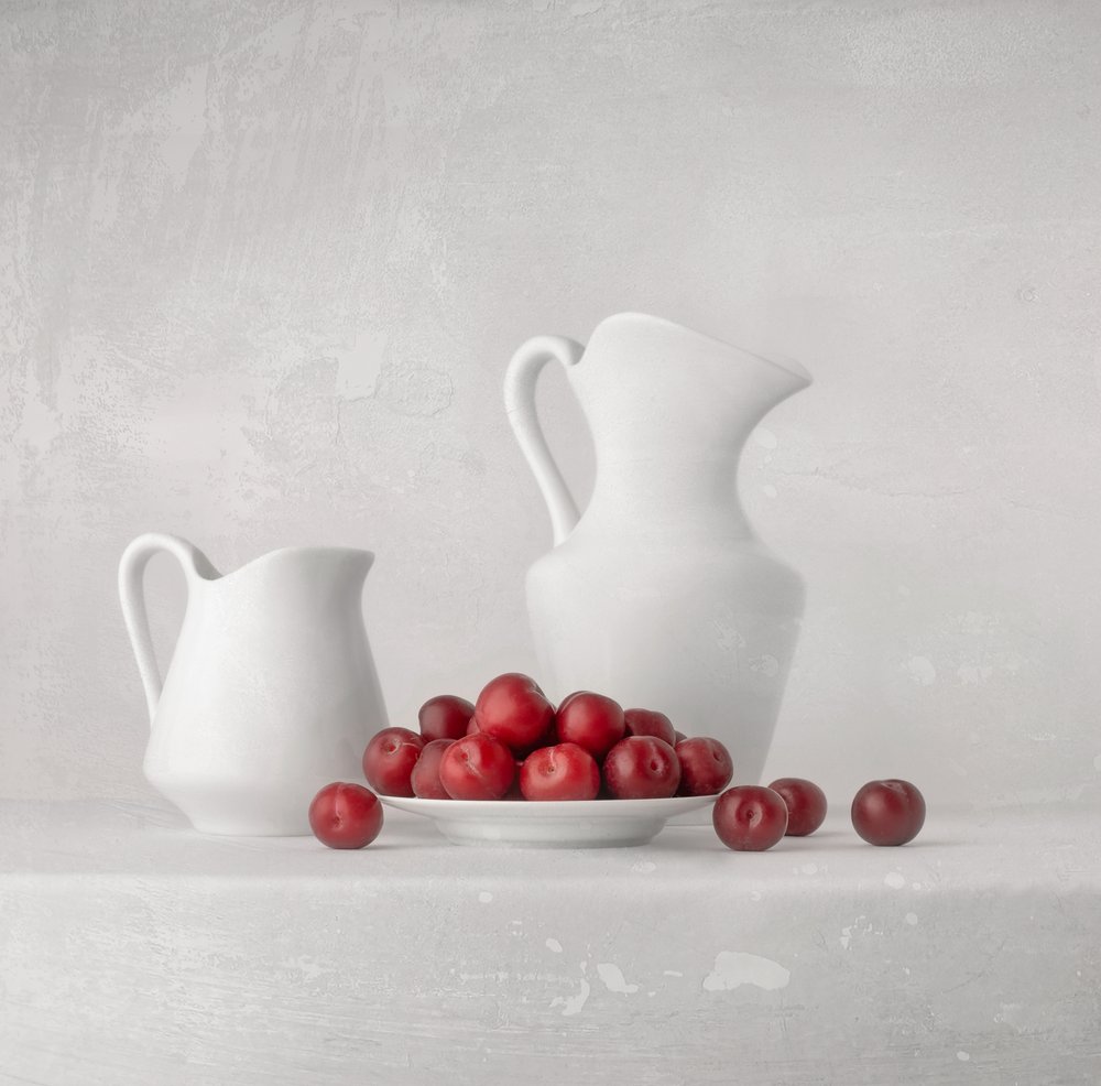 Fresh Plums and Pitchers by Margareth Perfoncio