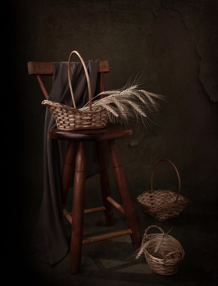 Rustic Baskets and Wheat by Margareth Perfoncio