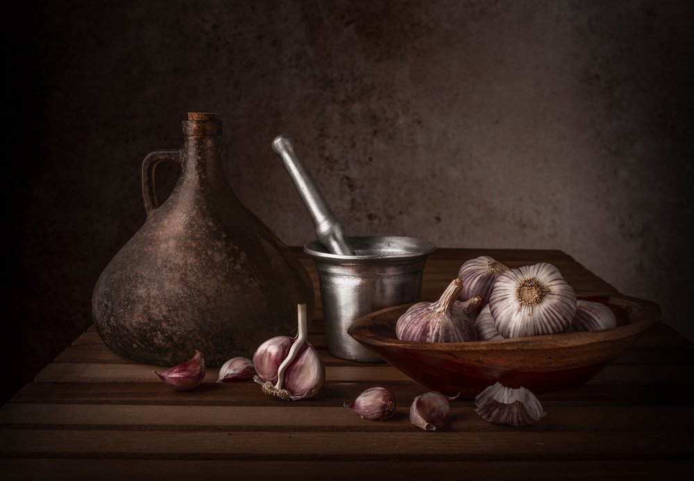 Rustic Garlic Still Life by Margareth Perfoncio