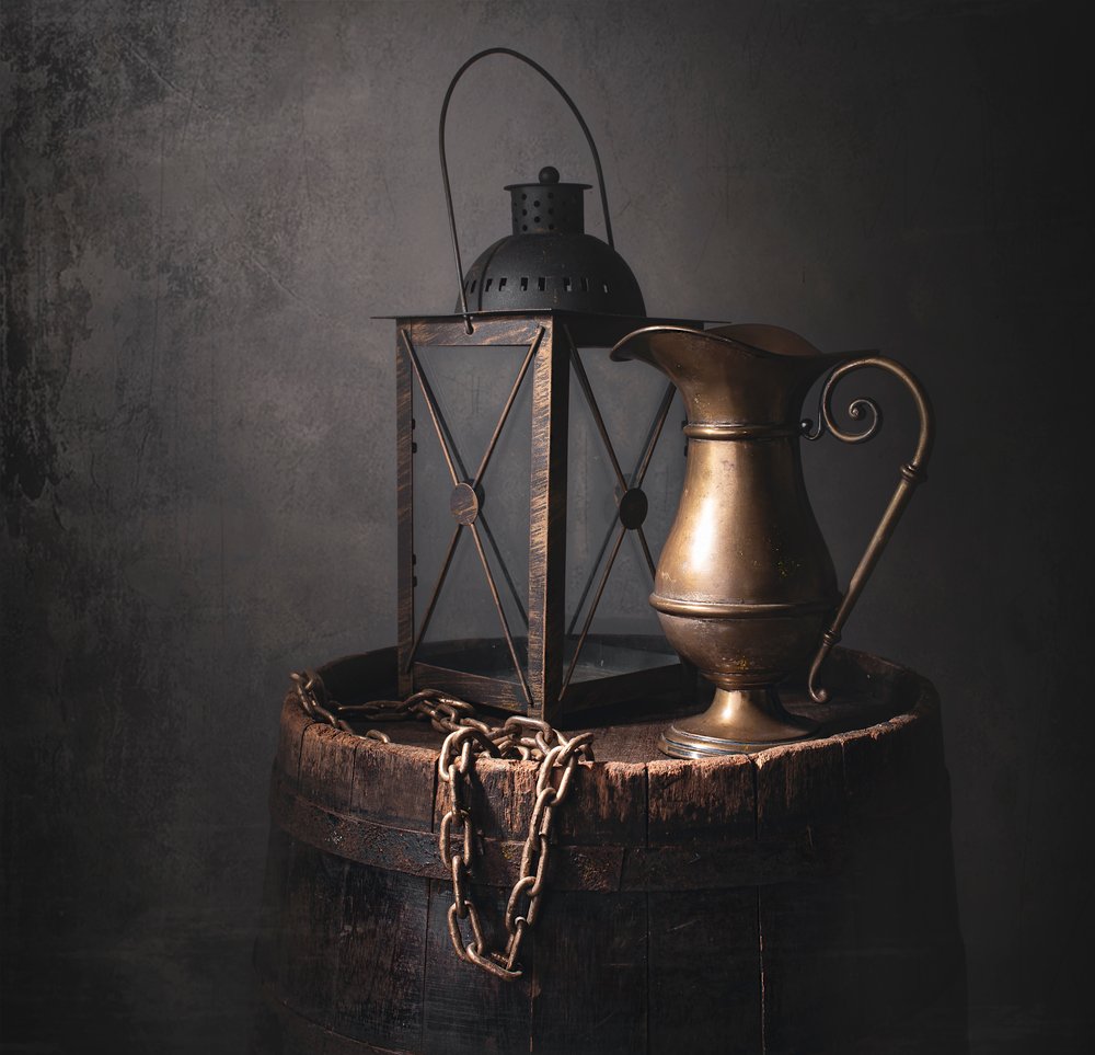 Rustic Lantern and Pitcher by Margareth Perfoncio