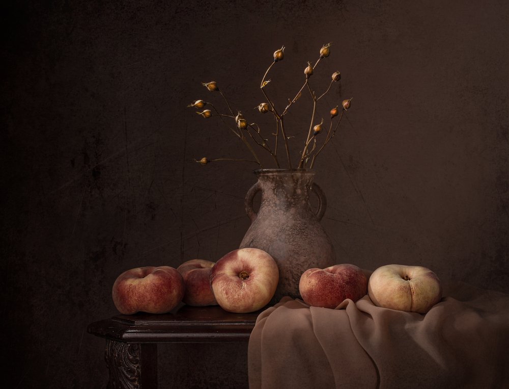 Rustic Peaches and Flowers by Margareth Perfoncio