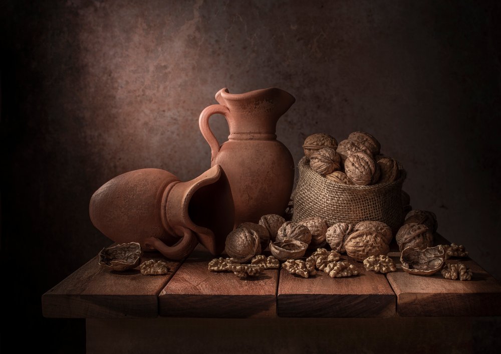 Rustic Walnuts And Pitchers by Margareth Perfoncio