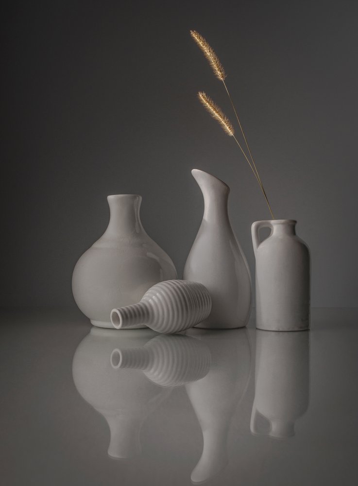 White Vases Still Life by Margareth Perfoncio