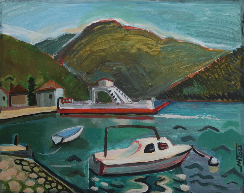 Boats in Mountain Harbor by Marina Gorkaeva