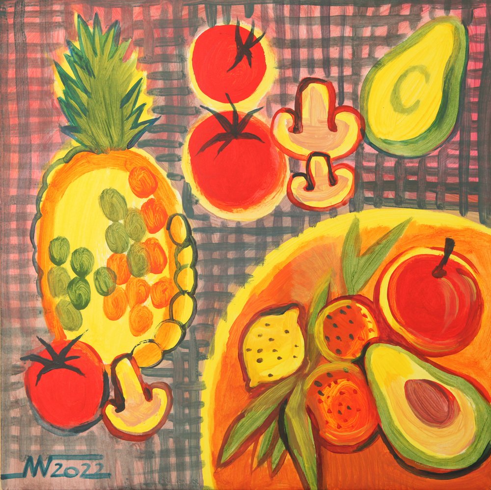 Vibrant Fruit Still Life by Marina Gorkaeva