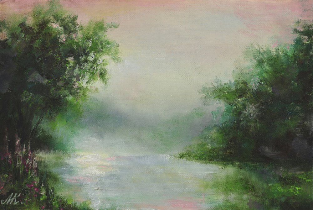 Misty Morning River by Marina Kozyr