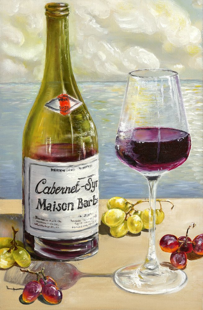 Red Wine Still Life by Marina Kozyr