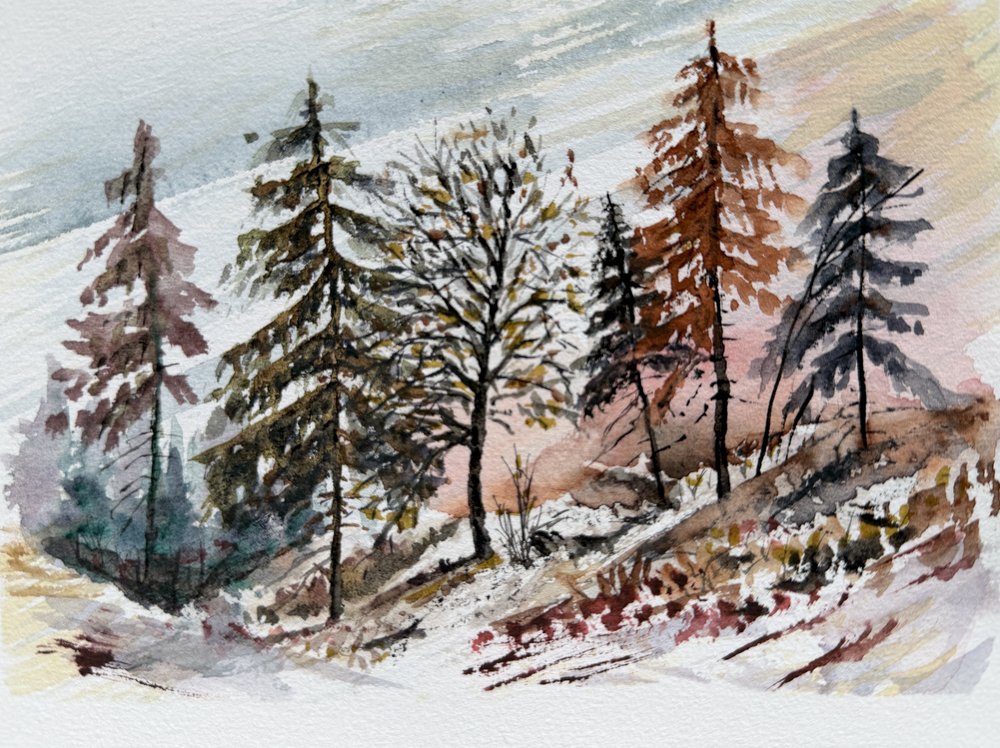 Snowy Forest Dawn by Marina Kozyr