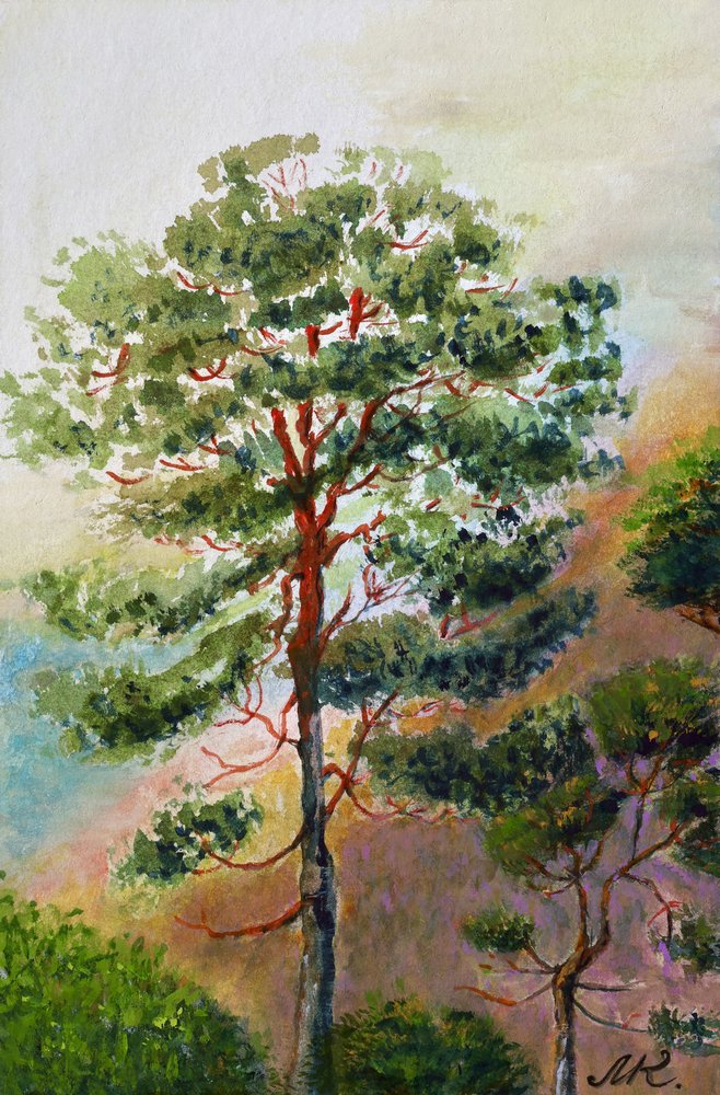 Watercolor Pine Forest by Marina Kozyr