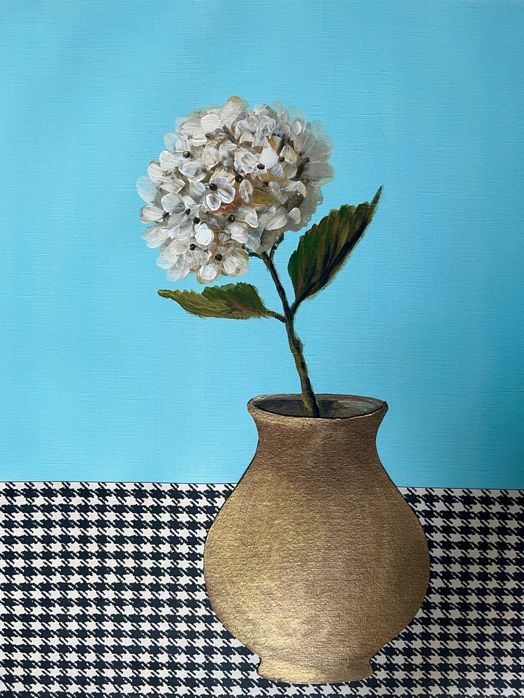 White Floral Gold Vase by Marina Kozyr