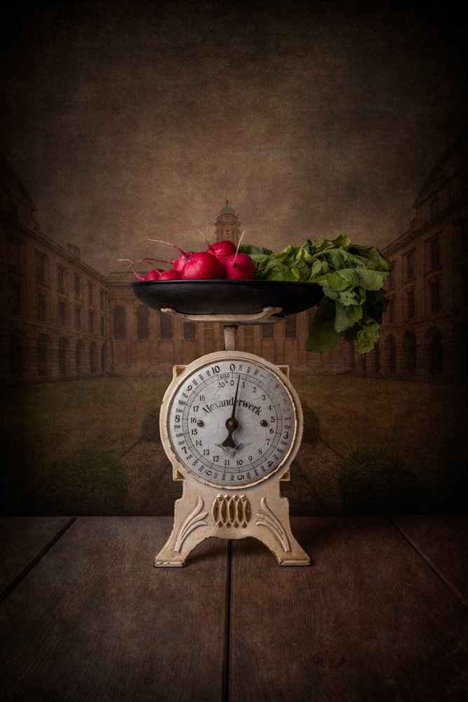 Fresh Radishes Antique Scale by Marko Klavs