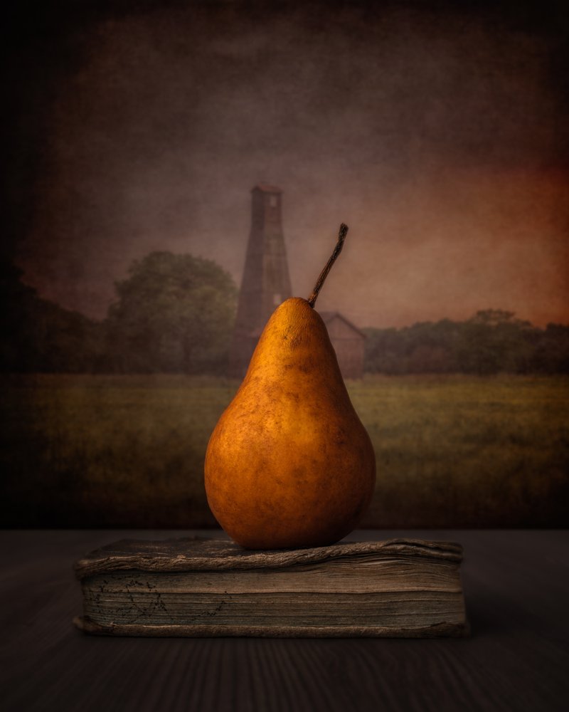 Golden Pear On Book by Marko Klavs