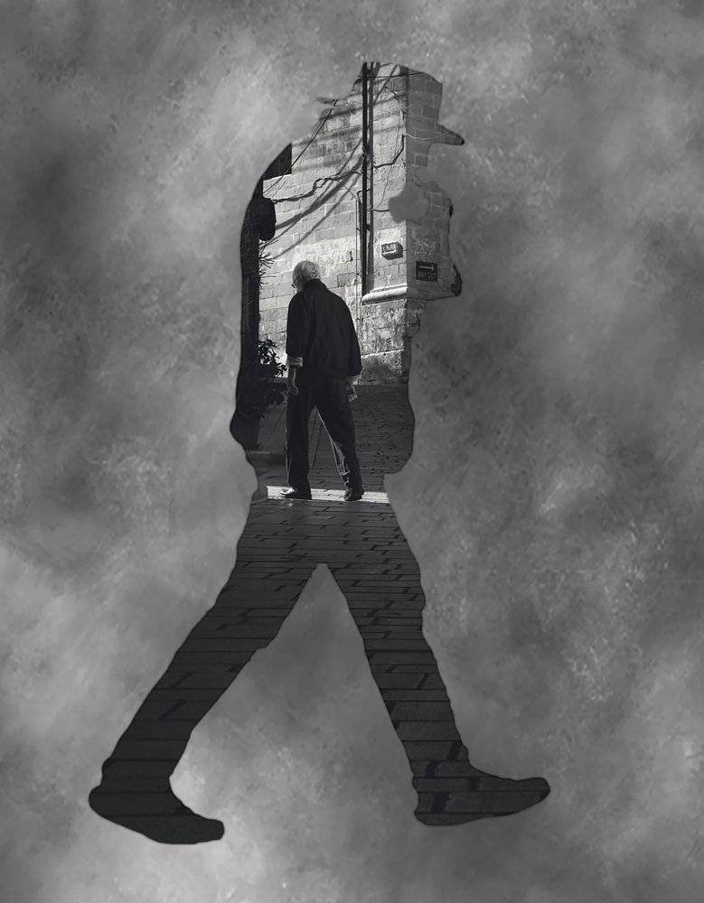 Old Man Walking Silhouette by Martin Agius