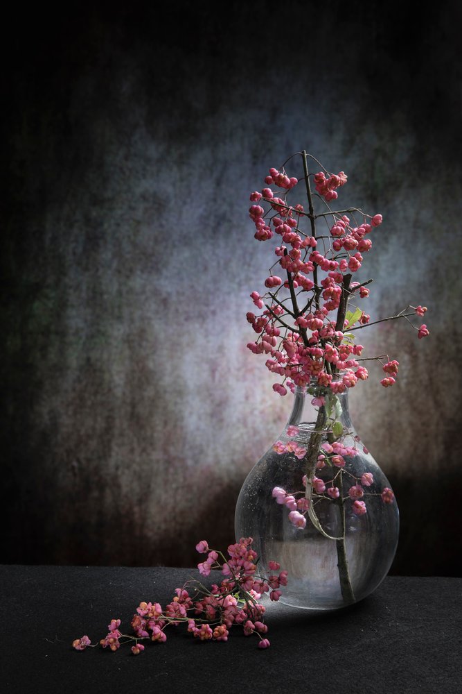 Pink Berries Still Life by Martine Benezech