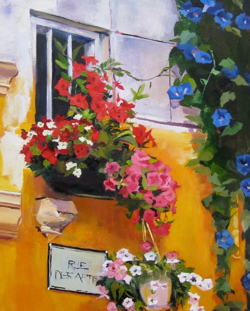 Colorful Street Window by Maxine Shore