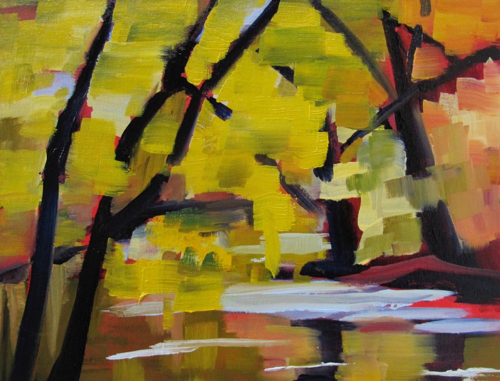 Golden Autumn Reflections by Maxine Shore
