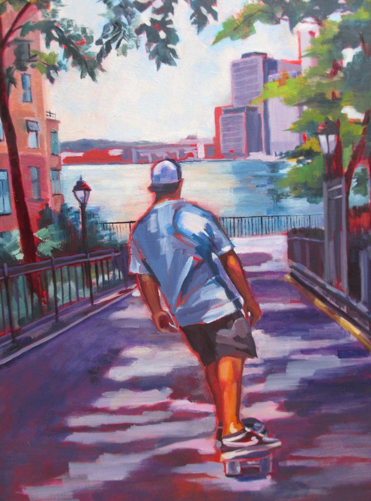 Skateboarding City Life by Maxine Shore