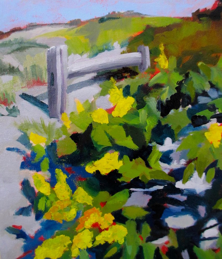 Sunny Path with Yellow Flowers by Maxine Shore