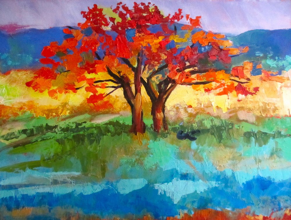 Vibrant Autumn Trees by Maxine Shore