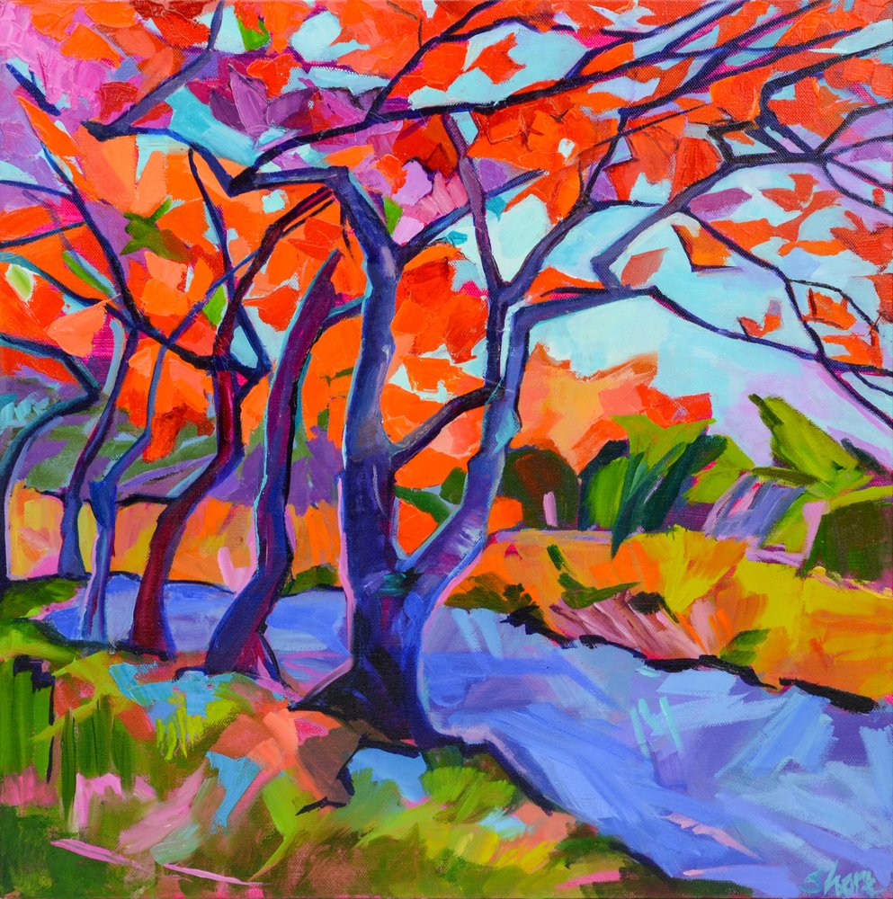 Vibrant Autumn Trees by Maxine Shore