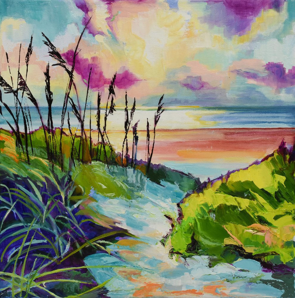 Vibrant Beach Sunset by Maxine Shore