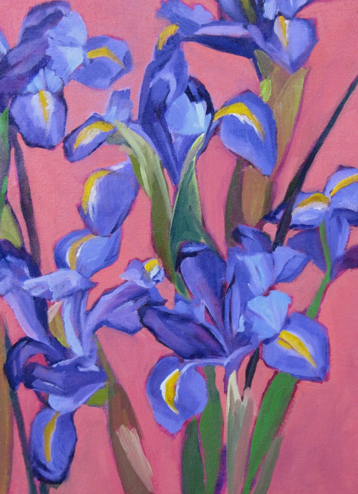 Vibrant Blue Irises by Maxine Shore