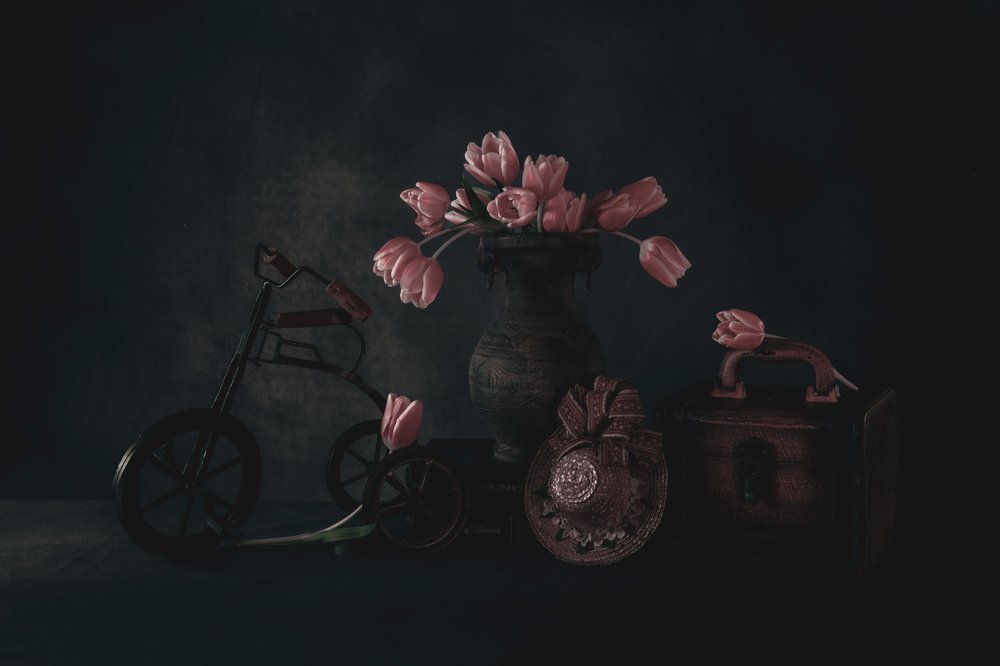 Moody Tulips Still Life by May G