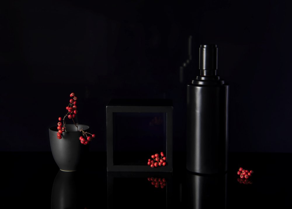 Red Berries Dark Still Life by Ming Chen