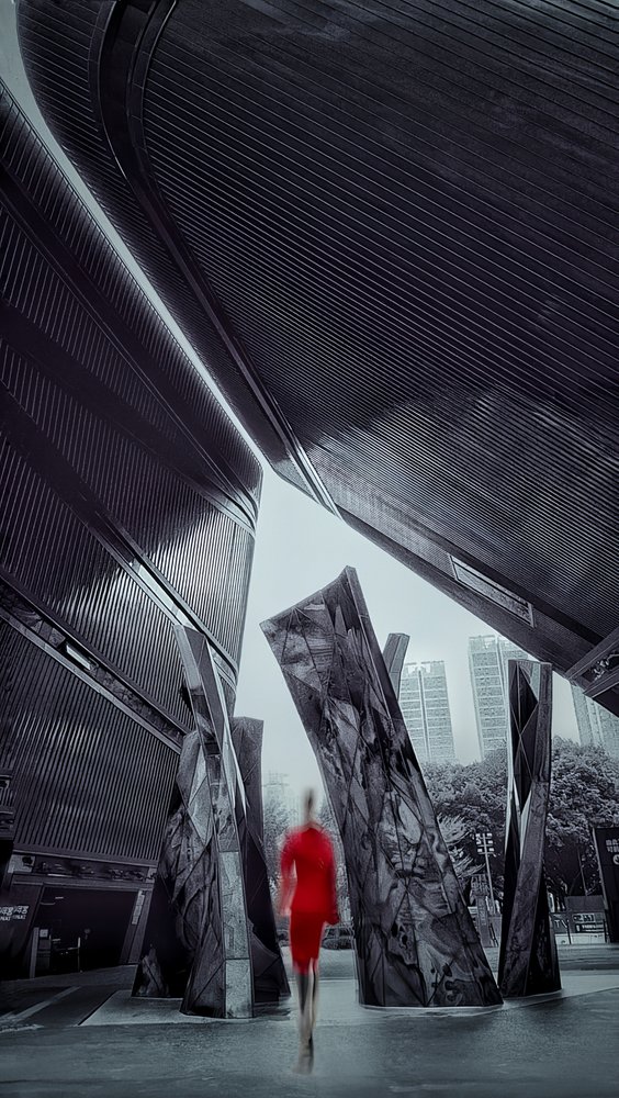 Red Dress City Walk by Molly Fu APA