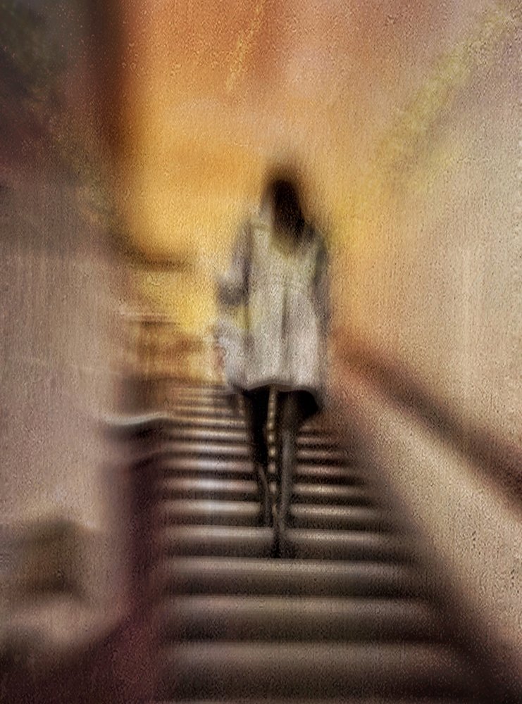 Woman Climbing Blurry Stairs by Molly Fu APA