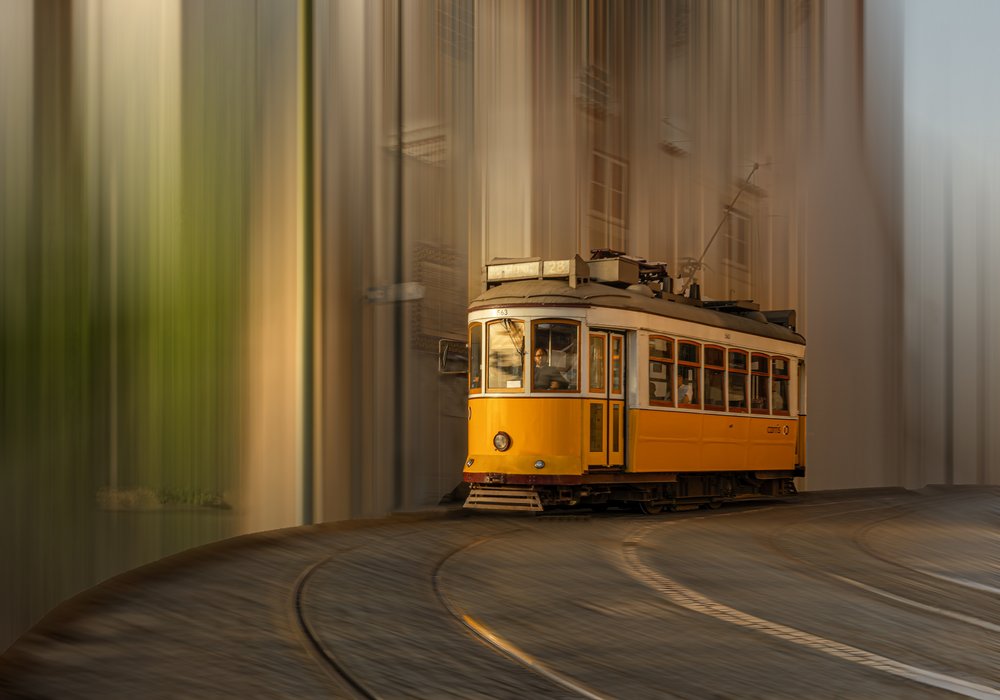 Yellow Tram in Motion by Molly Fu APA