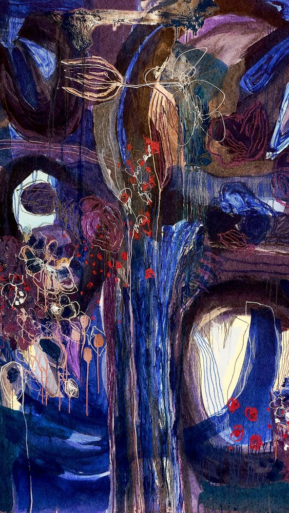 Midnight Bloom Abstract by Monika Riethmueller