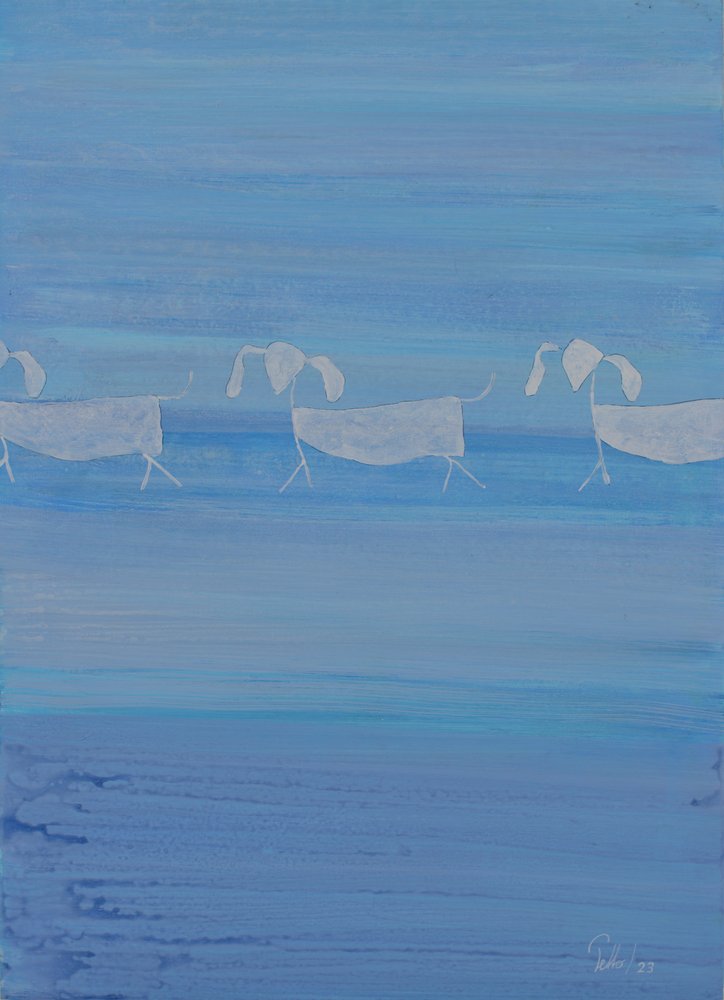 Abstract Blue Dogs by Mr PETTO