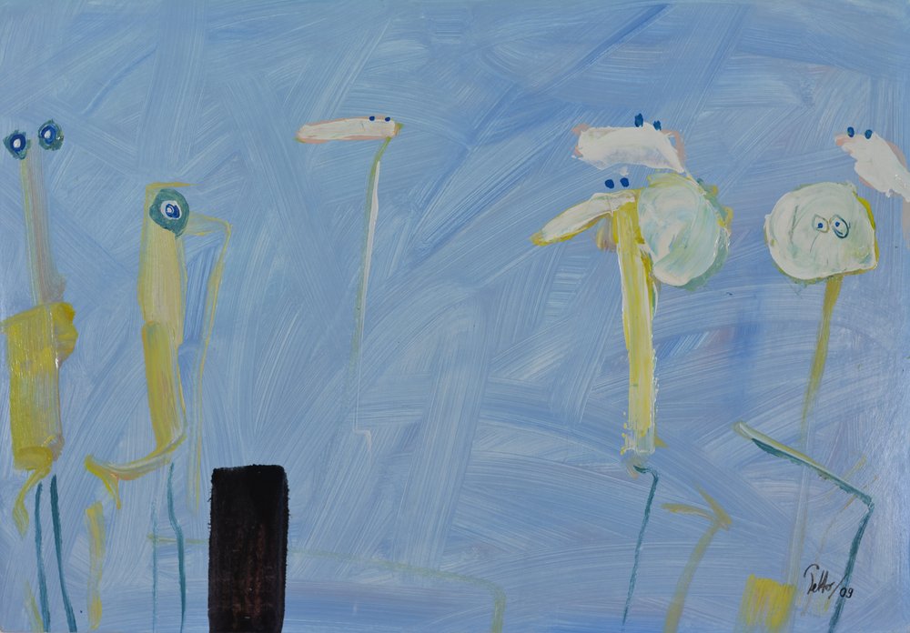 Whimsical Yellow Figures by Mr PETTO