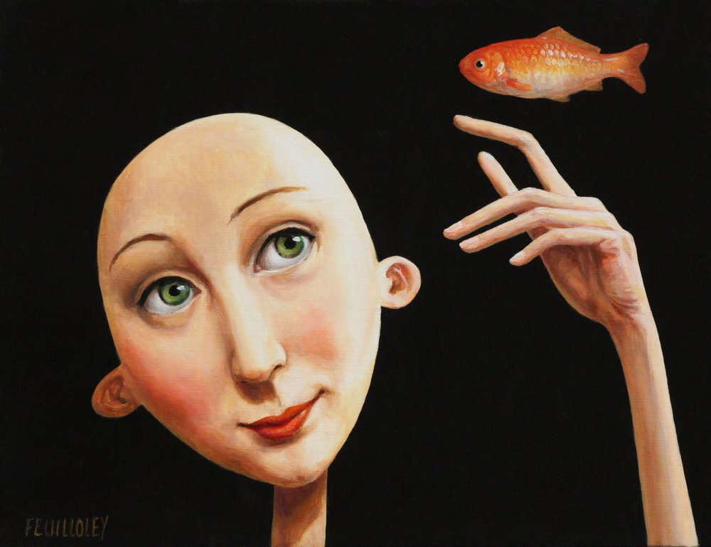Dreamy Woman Goldfish by Myriam Feuilloley