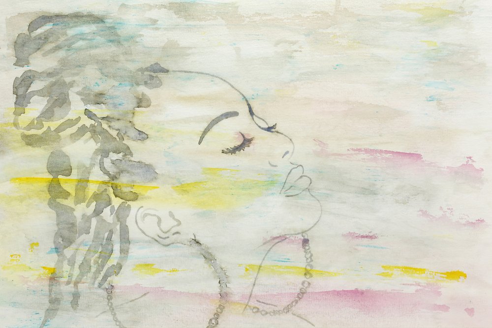 Dreamy Woman Watercolor by Natalie Bruns