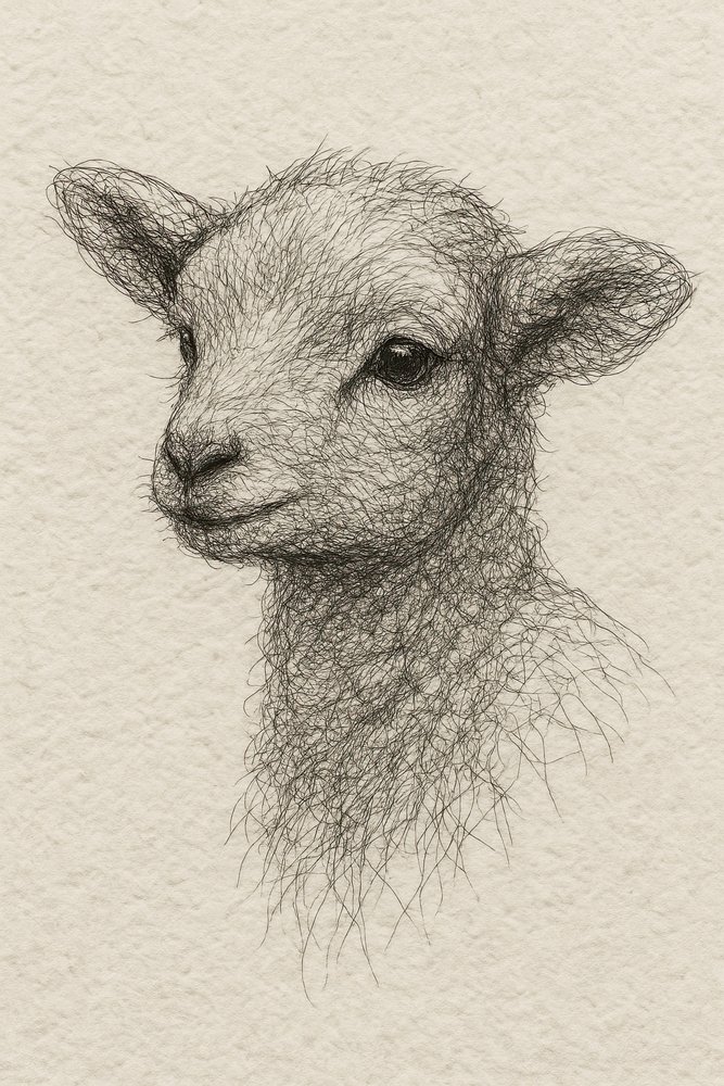 Gentle Lamb Drawing by Natalie Bruns