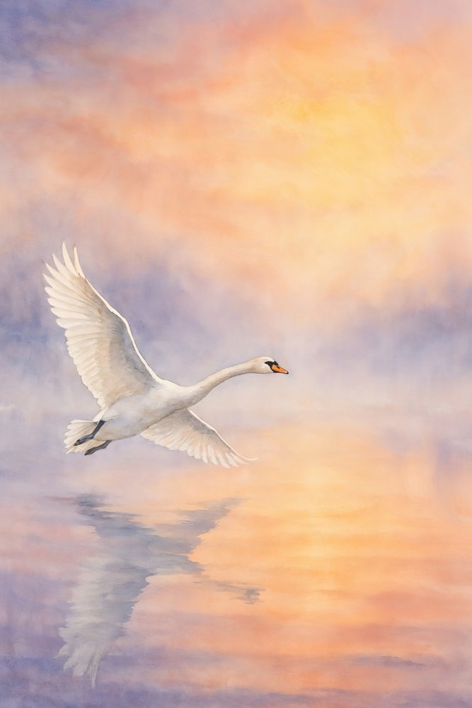 Majestic Swan Reflection by Natalie Bruns