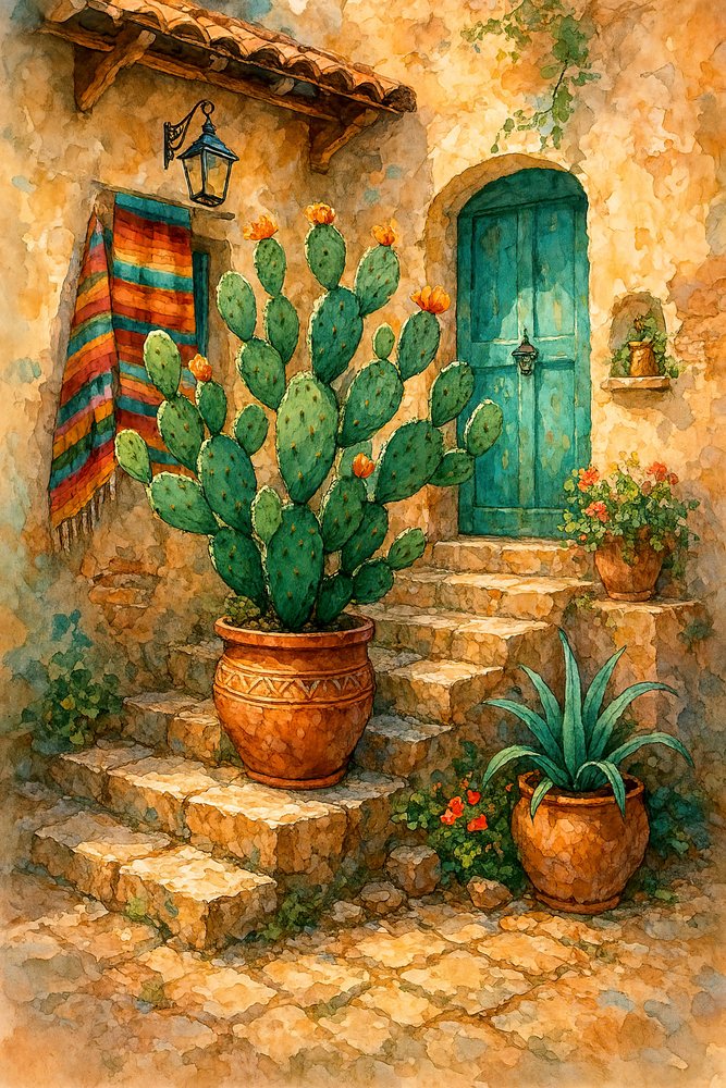 Southwest Cactus Steps by Natalie Bruns