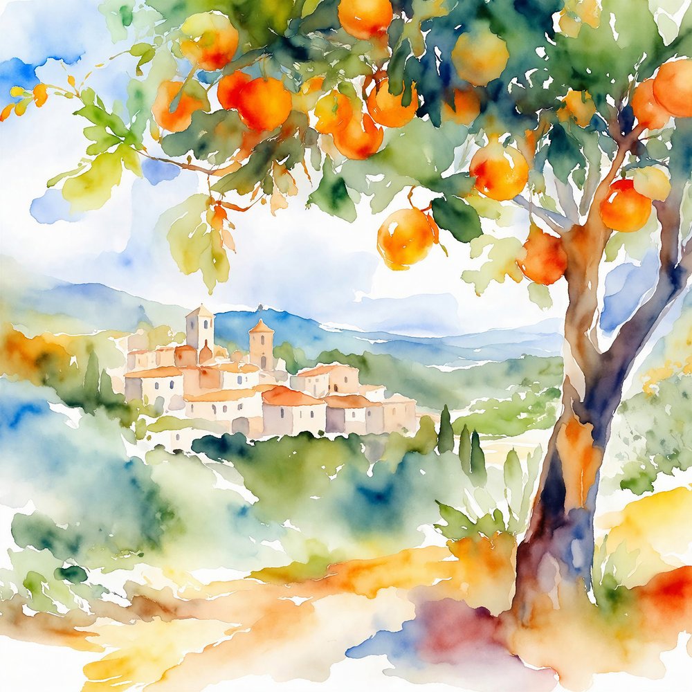 Tuscan Orange Tree Village by Natalie Bruns